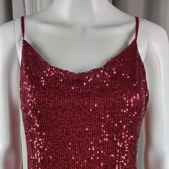 Bebop Red Sequin Spaghetti Strap Scoop Neck Mini Dress Party Glam Size Small - Picture 3 of 12